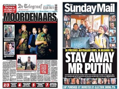 Первые страницы газет после гибели "Боинга" Первые страницы газет после гибели "Боинга"