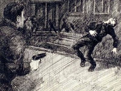 Убийство Богдана Влосика, Краков, 13.10.1982. Иллюстрация: www.facebook.com/ElzbietaDudaPIS Убийство Богдана Влосика, Краков, 13.10.1982. Иллюстрация: www.facebook.com/ElzbietaDudaPIS